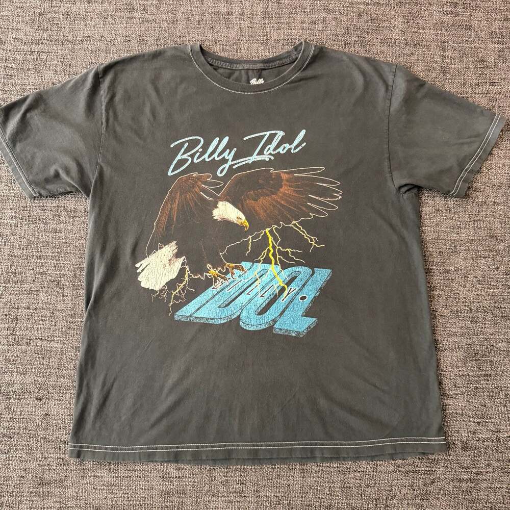 Billy Idol Eagle and Lightning Bolt Graphic T-Shirt